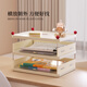 聚可愛(ài)桌面書(shū)本收納架學(xué)生課本文具分層抽拉架多功能創(chuàng  )意文件資料整理架 抽拉款-奶油白(三層)+綁帶