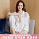 MOKITOUL輕奢品牌女士真絲睡衣女重磅長袖法式分體高端桑蠶絲綢家居服套裝 TZ24663珠光白 M 160