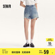 森馬（Semir）牛仔褲女寬松美式熱褲酷颯風(fēng)夏街頭毛邊短褲復(fù)古辣妹103324122010