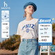 哈吉斯（HAZZYS）女裝 2025夏季女士PHIZ印花寬松短款圓領(lǐng)T恤女【安心品質(zhì)】