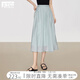 對(duì)白萊賽爾輕薄壓褶半身裙女2025夏季新款光澤感通勤顯瘦黑色紗裙 灰藍(lán)色 S