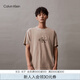 Calvin Klein Jeans夏季男士休閑通勤ck字母疊印純棉打底短袖T恤ZM02716 PE5-蜜茶棕 M