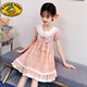 G.DUCKKIDS女童格子連衣裙夏裝2025新款洋氣小女孩短袖裙子甜美風(fēng)兒童公主裙 桔紅色 140 身高125cm-135cm【≤58斤】