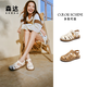 森達(dá)羅馬涼鞋女2025夏新商場(chǎng)同款復(fù)古休閑平底豬籠鞋4DS30BL5 米色 39