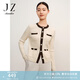 玖姿·安娜蔻圓領(lǐng)優(yōu)雅通勤日常小香風(fēng)長(zhǎng)袖開衫毛衫女冬款 米白 M