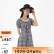 美特斯邦威格紋連衣裙女夏季新款舒適時(shí)尚校園風(fēng)高腰黑色女士裙子 影黑 S 155 80A