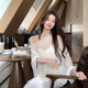 微光里法式氣質(zhì)不規(guī)則斜肩針織遮陽(yáng)鏤空罩衫女夏季外搭開衫設(shè)計(jì)感慵懶風(fēng) 防曬罩衫中長(zhǎng)款【白色】均碼