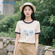 真維斯（JEANSWEST）純棉撞色短袖女2025夏季新款休閑簡(jiǎn)約淑女風(fēng)女士半袖t恤上衣服