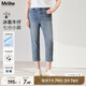 MsShe【冰氧吧涼感牛仔褲】大碼女裝2025夏裝顯瘦彈力七分小腳褲 牛仔淺藍(lán)色現(xiàn)貨 2XL