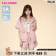 LALABOBO【5A抗菌】多巴胺粉開衫連帽短袖衛(wèi)衣女寬松減齡上衣LBDB-WSTS13 粉色 M