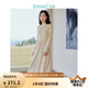 茵曼（INMAN）燈芯絨連衣裙春秋女裝新品長(zhǎng)袖休閑針織禮服中長(zhǎng)裙子 淡香杏-18348727 L