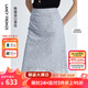 朗姿【尖貨補(bǔ)單】夏季新款法式宮廷風(fēng)復(fù)古氣質(zhì)重工蕾絲A字包臀半身裙 霧藍(lán)色2 160/64A/M