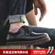 馬登馬丁靴男秋季高幫厚底工裝鞋子英倫風(fēng)短靴潮流百搭休閑皮鞋真皮 黑色 [低幫/5孔]時尚硬核 42 男碼