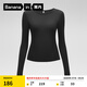 蕉內(nèi)（Bananain）熱皮501++保暖內(nèi)衣女士打底衫裸感帶胸墊7A抗菌莫代爾秋冬季秋衣 【圓領(lǐng)】黑色 L