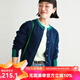 雲(yún)上生活女裝撞色羊毛領(lǐng)口圓領(lǐng)針織開衫外套毛衫女2025秋款上衣W7996X 海藍(lán)色 L