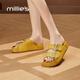 妙麗（Millies）品牌外穿拖鞋女2025夏季新款真皮厚底勃肯鞋女皮帶扣休閑女士拖鞋 黃色 40