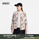 AIGLE艾高戶外休閑時尚印花全拉鏈抓絨衣外套女士 灰紫色 AZ793 36