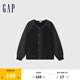 Gap【情人節(jié)】男女裝V領(lǐng)撞色拼接紐扣拉鏈衛(wèi)衣開(kāi)衫外套637539 黑色 175/96A(L) 亞洲尺碼