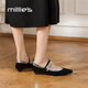 妙麗（Millies）品牌小眾低跟瑪麗珍鞋女真皮氣質(zhì)拼色小皮鞋2025夏季新款百搭單鞋 黑色 36 (230mm)  標(biāo)準(zhǔn)碼