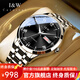 I&W CARNIVAL HWGUOJI瑞士IW手表男機械表進口機芯高檔男士手表商務(wù)夜光男表愛沃馳 銀黑鋼帶/禮盒包裝+定制刻字