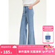 ELLE KIDS童裝 新疆棉微喇繡花牛仔褲女童夏季新款塔克線復(fù)古褲子 牛仔藍(lán) 150