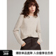 ELLE【100%綿羊毛】寬松圓領(lǐng)毛衣女2024冬裝新款慵懶軟糯毛針織衫 米咖 L