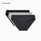 Calvin Klein內衣女士三條裝簡(jiǎn)約提花舒適ck棉質(zhì)微彈純色性感比基尼三角內褲女 0P6-太空黑/椰青灰/英雄灰 3條 S