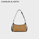 CHARLES&KEITH25秋新品柔軟簡約絨面手提腋下包女生日禮物CK2-20671784-1 Sahara Sand沙色/棕色 S
