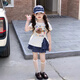 女童夏套裝2025新款夏季洋氣女孩印花T恤蛋糕裙兩件套巨好看夏裝 套裝【T恤+短裙】 120