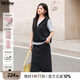 MsShe【撞色假兩件連帽短袖T恤半身裙套裝】大碼女裝2025夏裝胖mm 純色款-黑色現(xiàn)貨 3XL