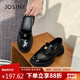 卓詩(shī)尼精致玫瑰金扣復(fù)古樂(lè)福鞋春季時(shí)尚百搭英倫風(fēng)女單鞋黑色37