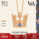 周生生七夕禮物18K玫瑰金V&A系列藍(lán)寶石桂冠項鏈 90599N 47厘米
