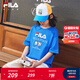 FILA KIDSx原田治聯(lián)名系列斐樂兒童童裝短袖T恤2025夏新男中大童 丹青藍-BU 150