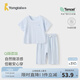 童泰（TONGTAI）寶寶短袖套裝夏季莫代爾嬰兒衣服男童女童上衣七分褲兒童睡衣 藍(lán)色 90