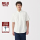無印良品（MUJI）男式 棉水洗牛津紐扣領(lǐng) 套頭短袖襯衫男士襯衣25年夏季 白色 L （175/100A）