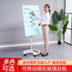 QBS磁性鋼化玻璃白板磁吸支架式帶輪移動辦公商用直播小黑板家用教學培訓班兒童講課畫板記事白色寫字 象牙白(亮光玻璃V型圓盤支架) 60x90cm