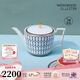 WEDGWOOD威基伍德金粉年華茶壺1L骨瓷咖啡壺帶蓋茶壺單壺禮盒 金粉年華午夜藍(lán)茶壺 1L