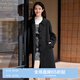 樂町韓系學(xué)院織帶拆卸設(shè)計(jì)長(zhǎng)款毛呢外套冬季新款寬松翻領(lǐng)大衣 黑色(現(xiàn)貨) L