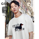 GXG男裝 【涼感】圓領(lǐng)T恤臘腸狗圖案印花雙色短袖上衣 25夏新品 白色 M