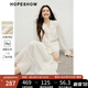 紅袖甜美垂感連衣裙2025春季新款女裝波西米亞風(fēng)收腰木耳邊領(lǐng)雪紡長裙 本白3001 M