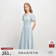 自巧小個(gè)子短袖大方得體氣質(zhì)連衣裙女2025夏季新款獨(dú)特漂亮掐腰裙 嬰兒藍(lán) S （尺碼：3）