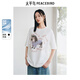 太平鳥(niǎo)女裝T恤涼感抗菌美式復(fù)古小狗圖案短袖夏季閃粉上衣 白色 M