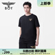 BOY LONDON【小logo】春夏情侶款簡約休閑雙色針織短袖T恤N01916 黑色 XL