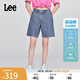 Lee25春夏新品經(jīng)典五袋款設(shè)計(jì)日常直筒休閑女牛仔短褲涼涼褲潮流 中藍(lán)色 27