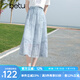 百圖betu女裝2025夏季新款半身裙天絲仿麻扎染靈動(dòng)傘裙裙子女2505X16 藍(lán)色 M