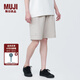 無印良品（MUJI）Labo 男女通用不易沾水雙層編織工裝短褲無性別男式女式 淺灰色 M （170/80A）