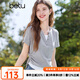 百圖betu女裝2025夏季新款T恤拼色領(lǐng)口抽繩設(shè)計(jì)收腰顯瘦短袖女2503T20 淺灰 L