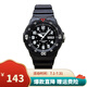 卡西歐（CASIO）男女表學(xué)生手表運動手表 夜光防水石英表帶星期日歷腕表 黑表白字MRW-200H-1B