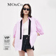 MO&Co.夏泡泡袖法式上衣女短袖白色泡袖極簡(jiǎn)風(fēng)闊松襯衫 藕粉色 S 160