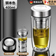 智品迪德國雙層玻璃杯家用隔熱防燙鵝蛋茶水分離杯子大容量鋼化玻璃杯 400ml本色/不顯溫+長濾網(wǎng)